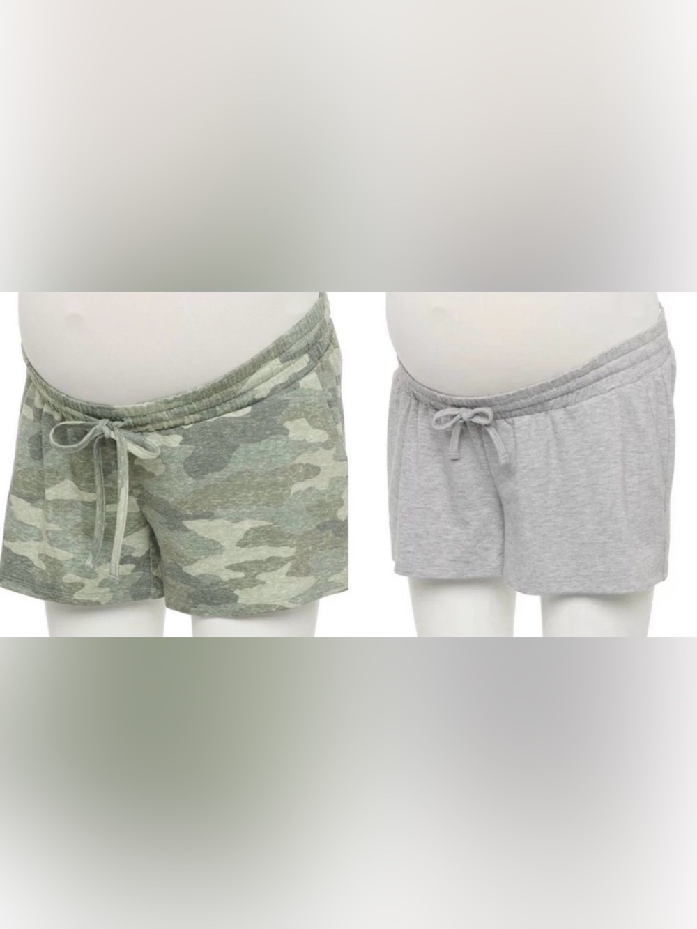 Maternity Camo Gray Elastic Waist Lounge Shorts Pockets Lot XXL 20 2X New NWT